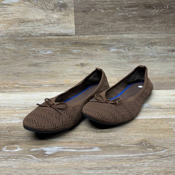 Heawish Brown Crocket Lace Ballet Flat Women's Size 10 - Picture 1 of 6